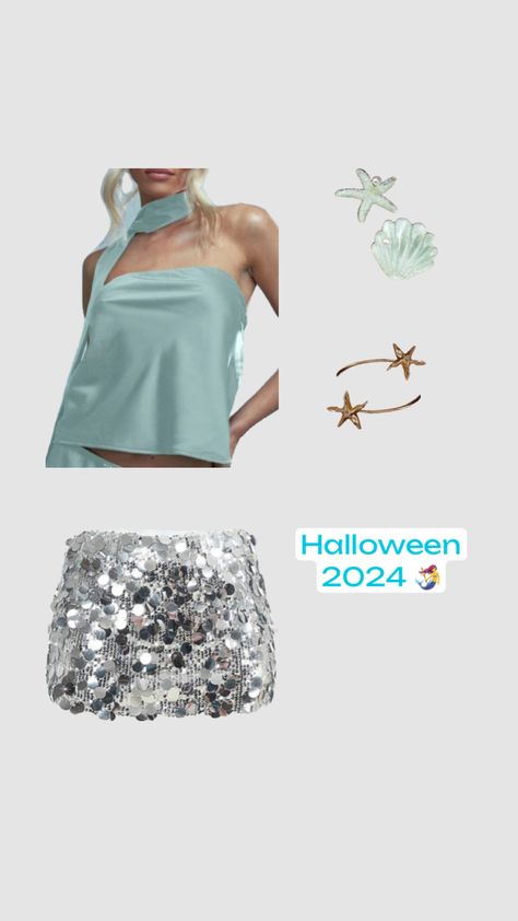 Inspo 🧜‍♀️ !!! #halloween #costume #costumeinspo #beauty #mermaid Mermaid Halloween Costumes Modest, Blue Top Halloween Costume, Cute Mermaid Costume, Mermaid Costume College, Mermaid Halloween Costumes College, Mermaid Diy Costume, Aquamarine Halloween Costume, Mermaid Costume Aesthetic, Halloween Costumes Mermaid