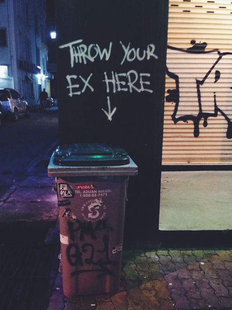 I'm not bitter at all. A Sign, Urban Art, Dark Aesthetic, Make Me Smile, Sake, Trash Can, Street Art, Graffiti, Neon