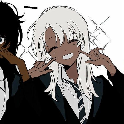 {kimichinoname} on Twitter. Black Anime Character With White Hair, Black Anime White Hair, Black Matching Pfp Friends, Animated Anime Pfp, Light Skin Pfp Cartoon, Mixed Girl Pfp, Manga Library, Black Anime Pfp, Anime Oc Male