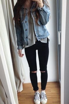 Pakaian Hipster, Ripped Jeans Casual, Fall Outfits For School, Hipster Outfits, Outfit Jeans, Back To School Outfits, 가을 패션, Outfit Goals, Outfits Casual