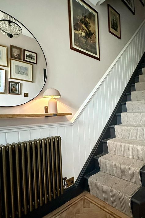 Cosy hallway details giving autumn vibes over at @my_renovating_diary with our bronze Windsor beauty 🙌⁠ ⁠ Shop the rad! Hallway Radiator Ideas, Hallway With Radiator, Hallway Radiators, Cosy Hallway, Hallway Radiator, Mirror Radiator, Horizontal Radiators, Electric Radiators, Cast Iron Radiators