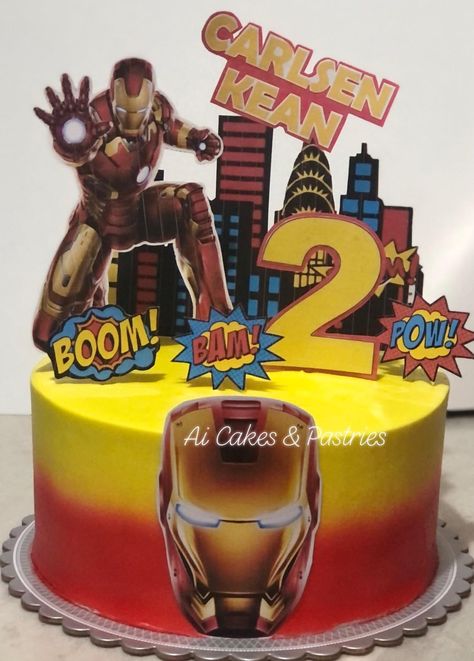 Iron Man Cake Ideas, Iron Man Theme, Iron Man Cake, Ironman Cake, Superman Cake, Spiderman Cake Topper, Superman Cakes, Anime Cake, Birthday Cake Topper Printable