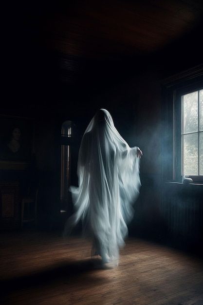 Ghost Walk, Witch Ghost, A Dark Room, A Ghost, Dark Room, Premium Photo, Haunted House, Ghost, Witch