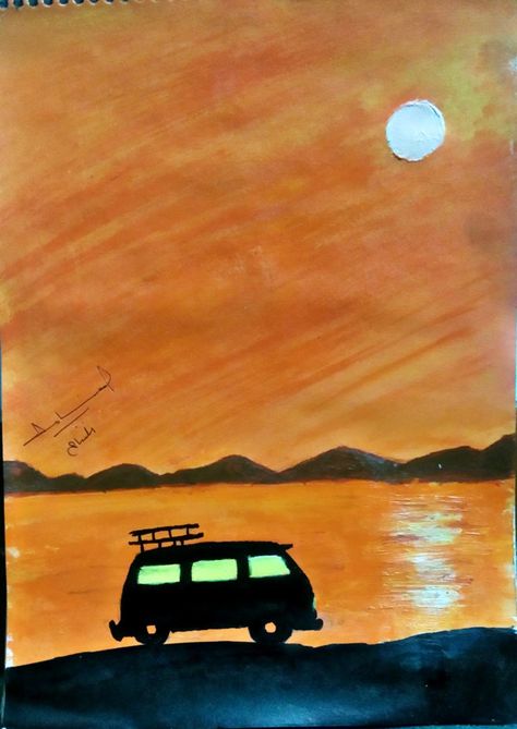 Sunset painting travel van