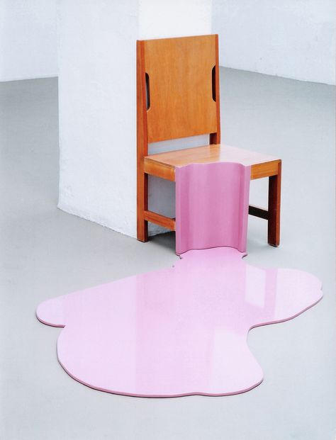 Chairs and Other Sculptural Objects That Melt Into the Floor by Tatiana Blass | Colossal Melting Sculpture, Melting Art, Geometric Poster Design, Brazilian Artist, Wooden Chairs, Painting Sculpture, Unique Chair, Geometric Poster, Sculptural Object