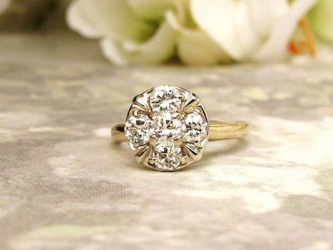 Vintage Halo Engagement Ring, Diamond Shaped Engagement Ring, Etsy Engagement Rings, Vintage Halo, Engagement Rings Vintage Halo, Buying An Engagement Ring, Vintage Engagement Ring, Modern Engagement Rings, Vintage Fine Jewelry