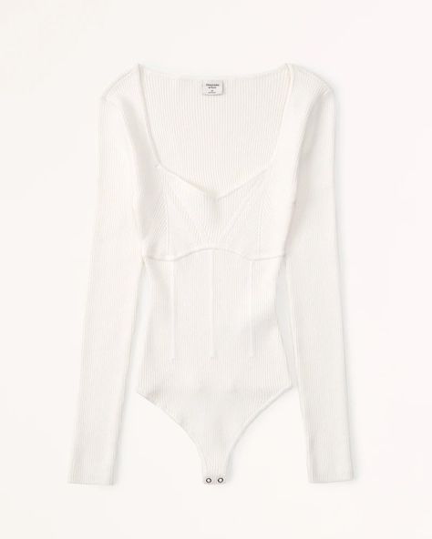 Abercrombie & Fitch Corset Sweetheart Sweater Bodysuit in White Sweater Bodysuit, Clothes Shopping, American Clothing, Work Clothes, Women Corset, Women's Tops, Christmas List, American Apparel, Shopping Cart