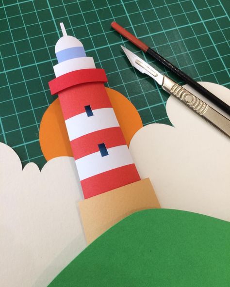 Graham Lester on Instagram: “Making a paper lighthouse at fitch & fellows gallery in Thame we had a very pleasant Oxford Art Weeks hosted by Susannah of fitch & fellows…” Paper Lighthouse, Craft Lights, Light House, Paper Cutout, Paper Cut, Lighthouse, Diy And Crafts, Cut Out, Oxford