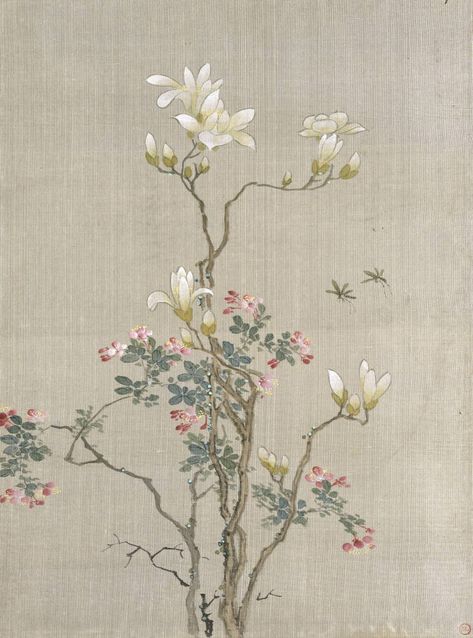 Wasp, Red Flower & Foliage - V&A | SurfaceView Korean Painting, Morris Wallpapers, Chinoiserie Style, Chinoiserie Wallpaper, Cute Flower Wallpapers, Unframed Art Prints, Wallpaper Murals, Flowering Shrubs, Indian Decor