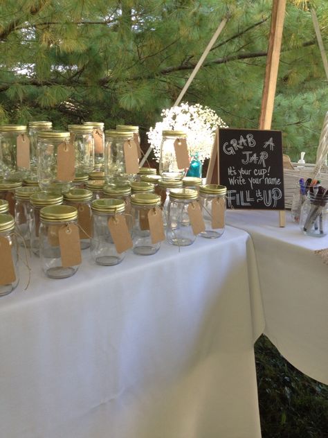 Mason Jar Cups Wedding, Mason Jar Mugs Wedding, Glass Cup Wedding Favors, Wedding Keg, Mason Jar Party Favor, Jar Cups, Mason Jar Party, Mason Jar Wedding Favors, Harvest Wedding