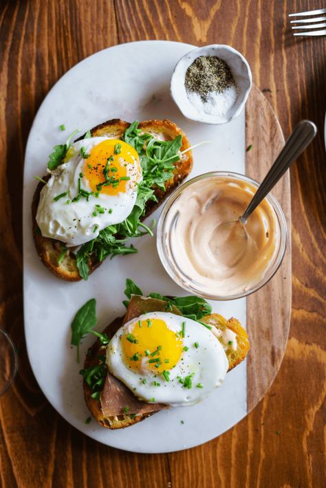 Sourdough Tartine, Egg Sandwich, Spring Brunch, Spicy Mayo, Toast Recipes, Fried Egg, Egg Recipes, Arugula, Easy Breakfast