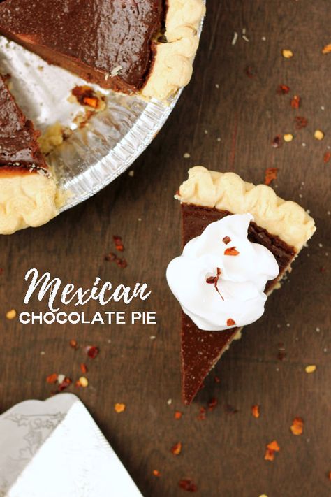 Mexican Chocolate Pie Mexican Chocolate Pie, Mexican Pie, Lemon Pie Bars, Chocolate Pie Recipe, Spicy Chocolate, Chocolate Pie Recipes, Dessert Spread, Mexican Chocolate, Caramel Apple Pie