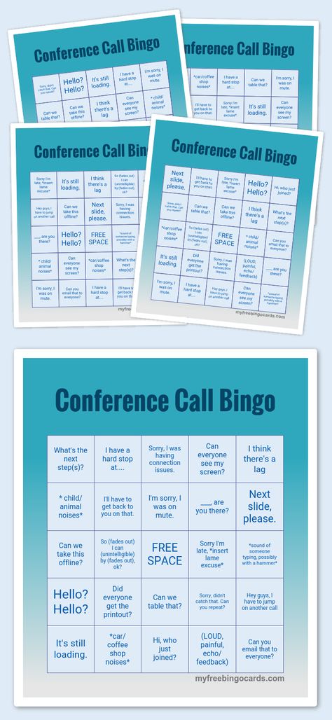 Conference Call Bingo Journal Bingo, Team Meeting Ideas, Conference Call Bingo, Bingo Cards To Print, Printable Bingo Cards, Free Printable Bingo Cards, Free Bingo Cards, Christmas Bingo Cards, Bingo For Kids