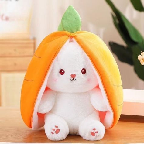 Kawaii Fruit Transfigured Bunny Plush Toy Cute Carrot Strawberry Turn Into Rabbit Plush Cosplay Toy Otter Gifts, Squirrel Gift, Goat Gifts, Deer Gifts, Lion Gifts, Monkey Gifts, Duck Gifts, Rabbit Plush Toy, Frog Gifts