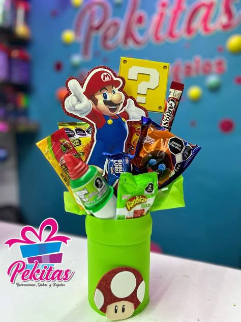 Manualidades Mario Bros Mario Bros Birthday Party Ideas, Diy Rocket, Mario Bros Birthday, Super Hero Theme, Balloon Gift, Mario Bros., Mario Party, Candy Bouquet, Balloon Art