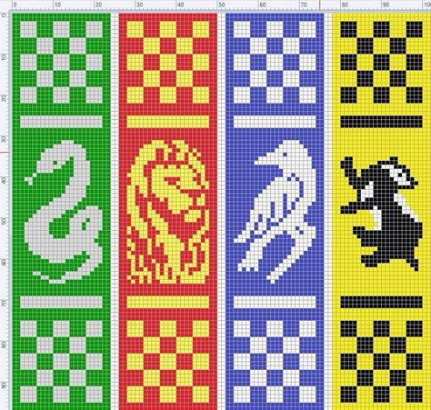 Hogwart's Bookmarks Pixel Art Harry Potter, Harry Potter Perler Beads, Harry Potter Cross Stitch Pattern, Cross Stitch Harry Potter, Harry Potter Knit, Harry Potter Blanket, Harry Potter Bookmark, Harry Potter Crochet, Modele Pixel Art