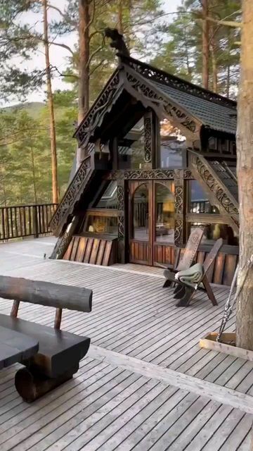 Beautiful Tree Houses, Viking House, Plan Villa, A Frame House Plans, Design Villa, Modular Home, Tiny House Decor, A Frame House, Tiny House Cabin