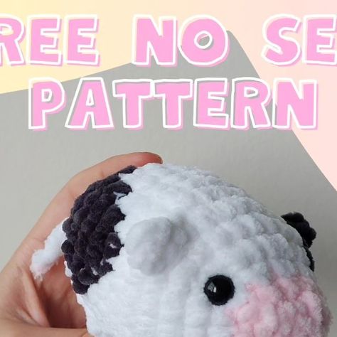 Nooks Hooks on Instagram: "Free no sew mini cow pattern! 🐮🩷 So fun to make and whips up in no time! 😍 If you like this pattern, be sure to check out @whimsical.knots for a similar free no sew mini pig pattern 🐷🩷 #freepattern #freepatterncrochet #crochet #pattern #nosew #nosewpattern #cute #amigurumi #cow #handmade" Crochet Cow Pattern, Crocheted Cow Pattern, Instagram Pattern, Crochet Pig, Crochet Plushie, Crochet Eyes, Easy Crochet Animals, Quick Crochet Patterns, Crochet Cow