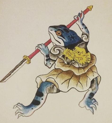 Samurai Frog Tattoo, Frog Comic, Japanese Frog Tattoo, Samurai Frog, Traditional Japanese Tattoo Flash, Japanese Frog, Monkey Tattoos, Frog Tattoos, Frog Drawing