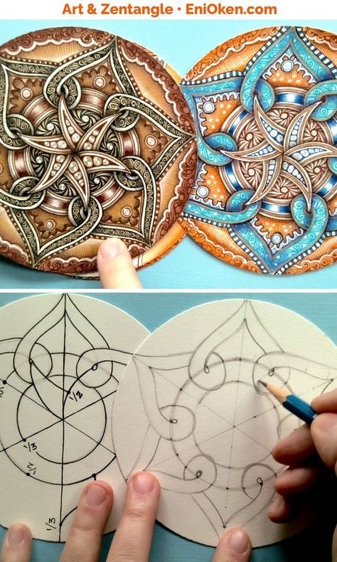 Mandala Drawing Coloring Inspiration, Zentangle Drawings Ideas, Zantangle Art, Eni Oken, Mandala Drawings, Zentangle Mandala, Easy Mandala Drawing, Zentangle Artwork, Zen Doodle Art