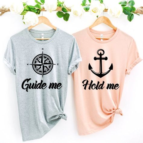 Couples shirts, Guide me Hold me shirts, Matching couples shirts, Couples tshirts, Matching shirts f Matching Shirts For Couples, Matching Couples Shirts, Shirts For Couples, Chains Fashion, Couples Shirts, Couple T Shirts, Couple Tees, Anniversary Shirt, Cute Couple Outfits