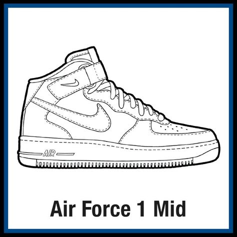 Nike Jordan Air 1, Cricut Pictures, Air Force 1 High Top, Top Template, Sneakers Sketch, Shoe Template, Sneakers Drawing, Air Force Shoes, Shoe Sketches