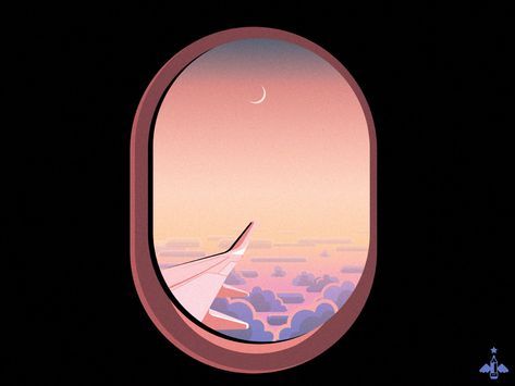 Daily Doodle Exercise - Plane Window by Angie Mathot Window Drawing Aesthetic, Airplane Window Drawing, Airplane Window View Night, Window View Painting, Window View Night, Hublot Avion, Aeroplane Window, Plane Window View, Plane Drawing