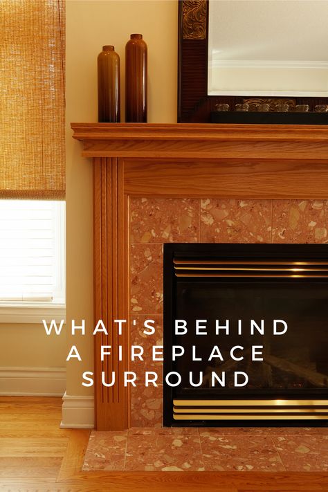 Showing what you can expect to find behind a fireplace surround Remove Fireplace Insert, How To Remove Fireplace Surround, Update Fireplace Surround, Removing Fireplace, Wooden Fireplace Surround, Wood Burning Insert, Farm Hacks, Home Decor Amazon, Trunk Or Treat Ideas