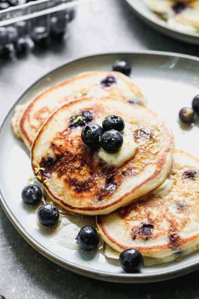 One Point Weight Watchers Blueberry Lemon Pancakes Recipe - RecipesClub Lemon Blueberry Pancakes, Lemon Pancakes, Lemon Ricotta Pancakes, Ricotta Pancakes, Breakfast Specials, Pantry Ingredients, Lemon Ricotta, Sesame Chicken, Half Baked