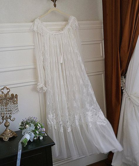 White Lace Nightgown, Nightgown Romantic, Fairy Lingerie, Princess Sleepwear, Princess Lingerie, Victorian Lingerie, Fairy Night, Soft Cotton Pajamas, Victorian Nightgown