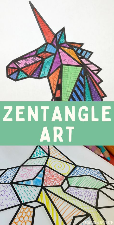 Grade 6 Art Projects, Zentangle For Kids, Easy Zentangle Art, Zentangle Animals Art, Hand Art Projects, Easy Zentangle Patterns, Easy Zentangle, Group Art Projects, Zentangle Animals