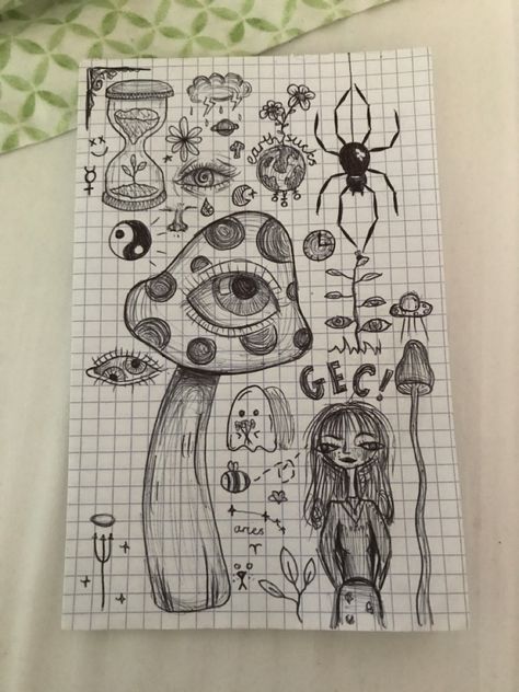 Weird Core Doodles, Weird Core Drawings Sketch, Note Book Doodles Grunge, Core Drawing, Weird Core Art Sketches, Weird Core Drawings, Boho Drawing, Notebook Drawing, Trippy Drawings