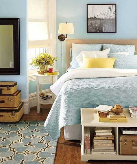 Calm Bedroom Colors | Light Blue Bedroom Colors, 22 Calming Bedroom Decorating Ideas Bedroom Inspirations Pastel, Blue Bedroom Colors, Calming Bedroom Colors, Beautiful Bedroom Inspiration, Light Blue Bedroom, Blue Bedroom Design, Pastel Bedroom, Light Blue Walls, Bedroom Decor Lights