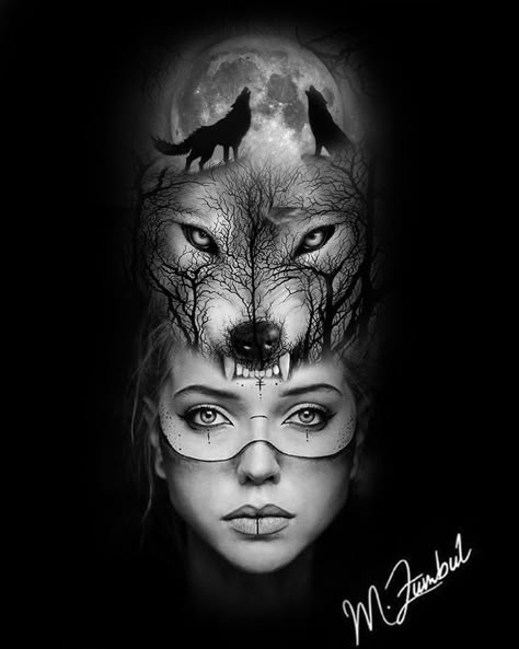 Wolf With Crown Tattoo, Half Wolf Half Woman Tattoo, Wolf And Woman Tattoo, Wolf Woman Tattoo, Wolf Eyes Tattoo, Cj Tattoo, Wolf Eye Tattoo, Jungle Woman, Wolf Face Tattoo