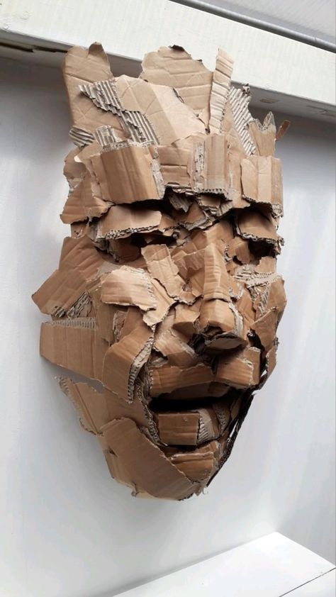 Kule Ting, Cardboard Mask, Gcse Art Sketchbook, Cardboard Sculpture, Layered Art, Trash Art, Alberto Giacometti, Seni 3d, Cardboard Art