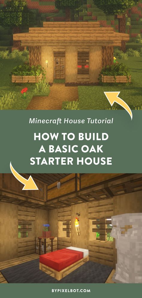 Minecraft Small House, Minecraft Starter House, Survival House, House In Minecraft, Minecraft Houses Survival, Starter House, Minecraft Houses Blueprints, Custom Floor Plans, Minecraft House Plans