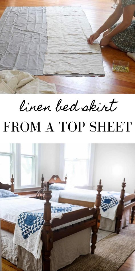 Bed Skirt Pattern, Diy Bed Skirt, Linen Bed Skirt, Farmhouse On Boone, Diy Sewing Tutorials, Box Springs, Linen Bed, Box Spring Bed, Sewing Tutorials Free