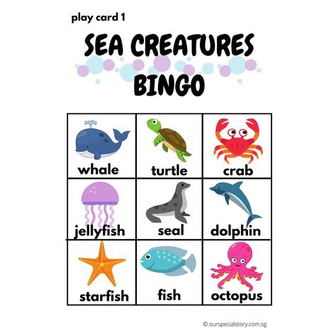 Dive in on an underwater journey with us as we kickstart a new theme with a game the whole family can enjoy together- BINGO! Sea Life Theme, Summer Day Camp, Children's Games, Play Cards, Under The Sea Theme, Bingo Printable, Play Together, Calling Card, Childrens Games