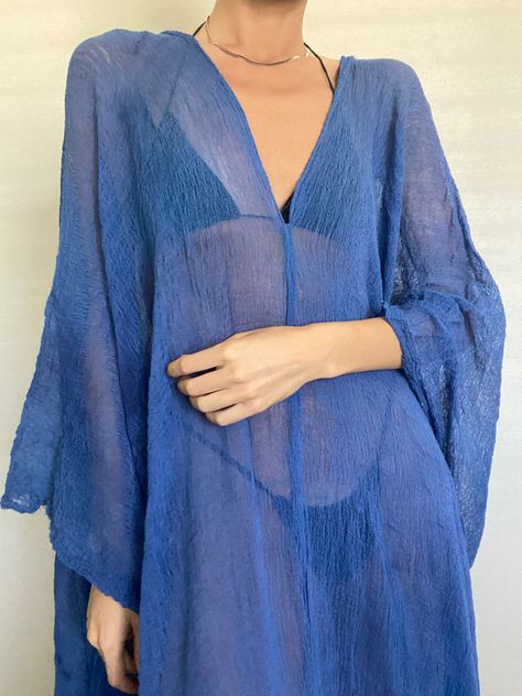 TULUM DRESS,FEZ COLOR DRESS,BEACH DRESS,SUMMER COVER UP,BLUE DRESS,CAFTAN DRESS,COVER UP, Beach Outfit Modest, Mexico Beach Outfits, Beach Aesthetic Outfits, Outfits Modest, Beachwear Fashion, Boho Chic Outfits, Kaftan Dress, Gowns Of Elegance, Vogue Fashion