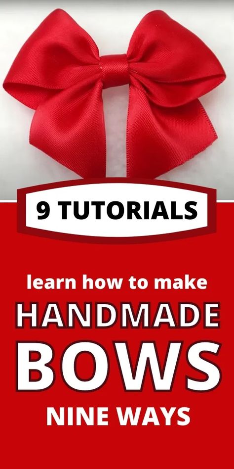 9 Ways To Make DIY Bows Make Bows For Wreaths, Card Diy Ideas, Christmas Card Diy, Diy Gift Bow, Bows For Wreaths, Ribbon Bow Tutorial, Bow Making Tutorials, Bow Inspiration, Christmas Bows Diy