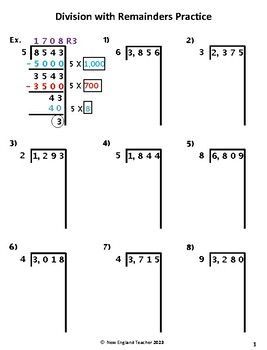 Partial Quotients Division Worksheets with 4 digit Dividends With Remainders Partial Quotient, Partial Quotient Division, Mixed Fractions Worksheets, Partial Quotients, Synthetic Division, Decimal Multiplication, Multiplication And Division Worksheets, Mixed Fractions, A T