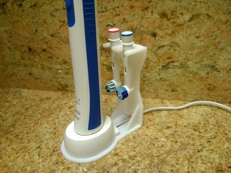 Toothbrush holder v2.0 by ripper - Thingiverse Tooth Brush Holder Ideas, Brush Holder Ideas, Tooth Brush Holder, Plastic Accessories, Electric Toothbrush Holder, Tooth Brush, Print Ideas, Charging Dock, Working On It