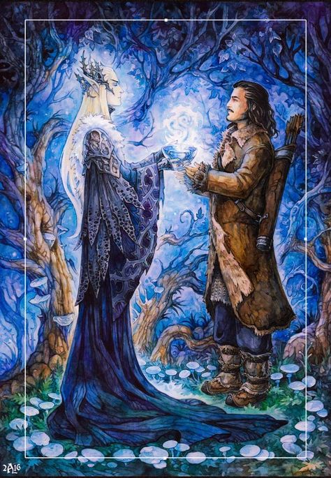 Thranduil & Bard the hobbit fanship Bard The Hobbit, Bard The Bowman, The Hobbit Thranduil, Thranduil, Legolas, Greeting Card Design, Middle Earth, The Elf, Tolkien