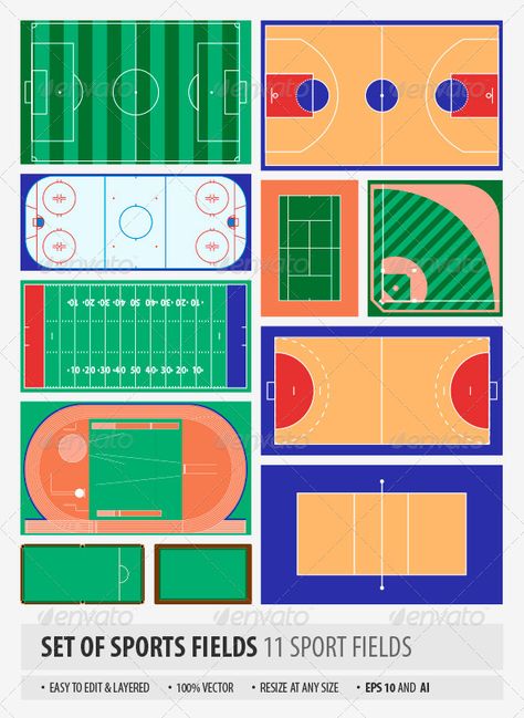 Sport Fields Flat Design Poster, Playgrounds Architecture, Wellness Space, Funny Vintage Ads, Sports Field, Sport Park, Rumah Minecraft, Sports Arena, Sport Hall