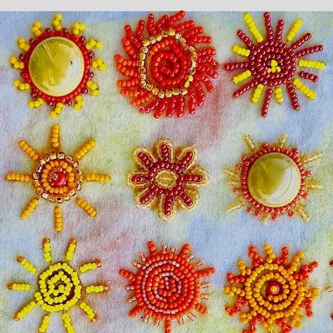 Bead Embroidery Kits on Instagram: "It's summer and the heat is on! Colorado has a lot of sunny days, and I was inspired to do a quilt-like sampler with 25 different sun designs employing a palette of yellows, oranges, and reds and a variety of bead finishes such as crystal, matte, and shiny. The “quilt” measures 7 inches high by 6.75  inches wide.  It’s available as a kit along with lots of other designs on my shop on ETSY. Just click the BEADEMBROIDERYKITS link in my profile. The design is printed in color on stitch-able backing fabric.  Kit instructions  include bead colors and sizes, any additional supplies you’ll need, and stitching method. (Beads are not included.) I know you bead embroidery enthusiasts will enjoy making this!" Diy Ripped Jeans, Diy Bead Embroidery, Fabric Kit, Sun Designs, Bead Embroidery, Embroidery Kits, Diy Beads, Beaded Embroidery, Ripped Jeans