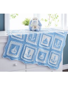 Sail Away Baby Blanket Blue Crochet Blanket, Baby Boy Crochet Blanket, Latch Hook Rug Kits, Knitted Afghans, Blue Crochet, Baby Afghans, Baby Boy Blankets, Beaded Crafts