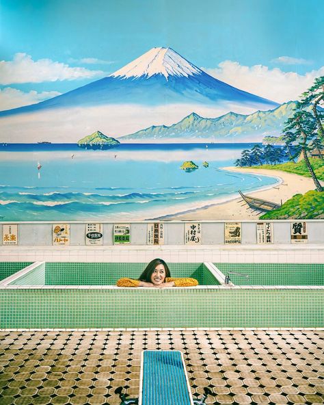 Japanese Bath House Outdoor, Bath House Outdoor, Japanese Public Bath, Japan Bathroom, Japanese Bath House, Japan Summer, Japanese Bath, Public Bath, Japanese Poster