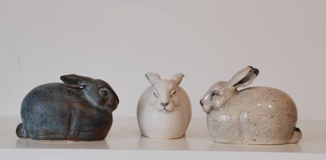 Rabbit Ceramic Sculpture, Ceramic Rabbits Pottery, Rabbit Ceramic, Ceramic Rabbit, Soapstone Carving, Rabbit Sculpture, Pottery Animals, Ceramic Bunny, Pottery Painting Designs