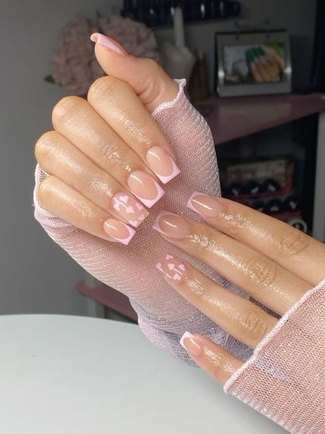 Square Heart Nails, Heart Nails Pink, Cutest Nails, Simple Nail Design, Heart Nail Designs, The Audacity, Short Acrylic, Simple Nail Designs, Heart Nails