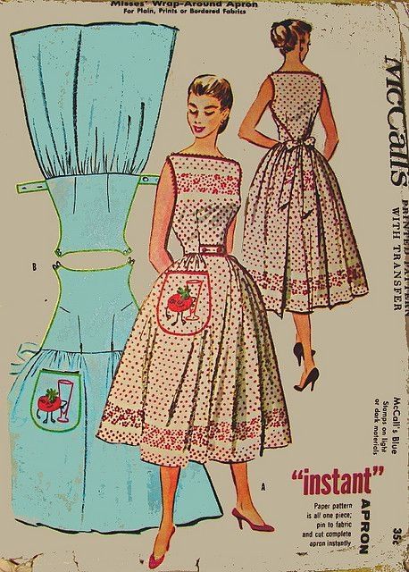 Apron Dress Pattern, Áo Blu, Wrap Dress Pattern, Trendy Sewing Patterns, Trendy Sewing, Vintage Dress Patterns, Aprons Patterns, Mccalls Sewing Patterns, Motif Vintage